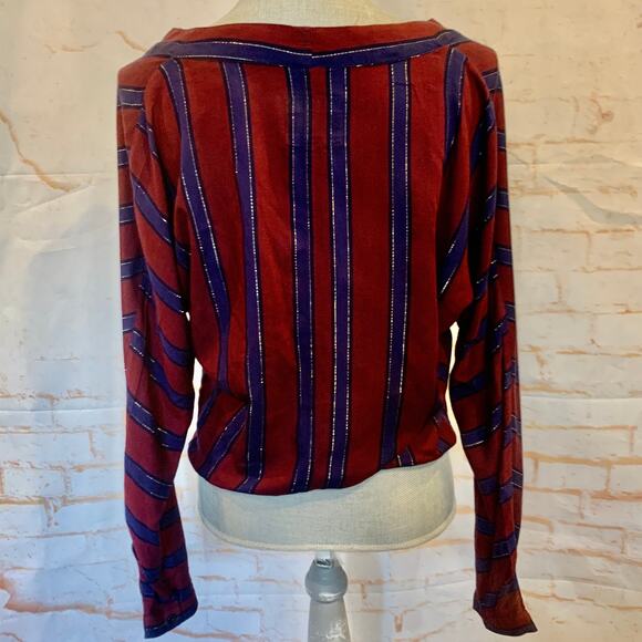 Rails Metallic Striped Button Front Top - Picture 6 of 9